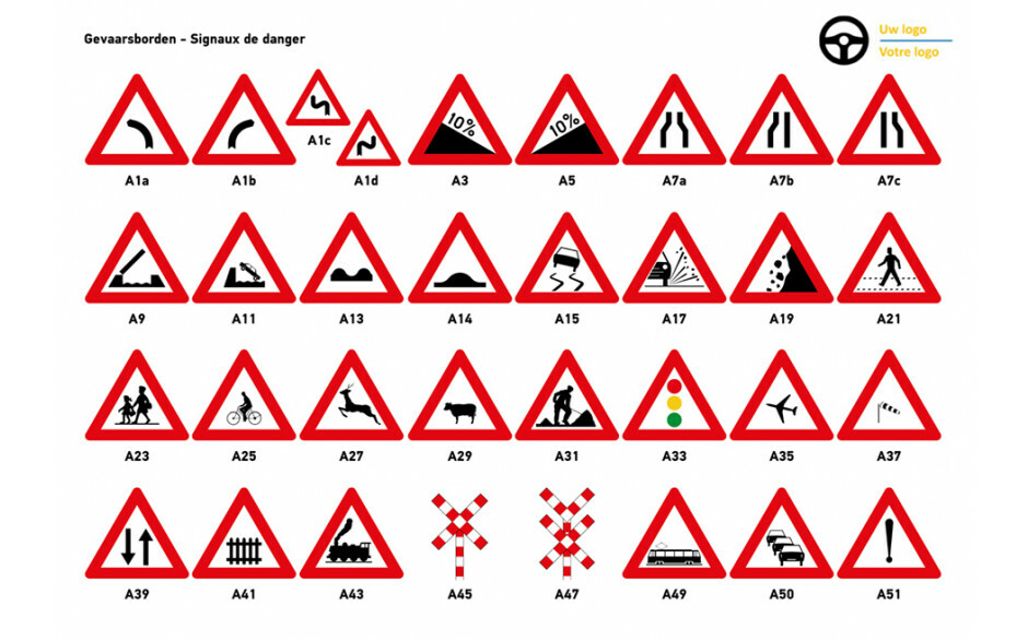 Gepersonaliseerde panelen met alle verkeersborden